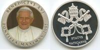 Medaille GY206 - Vatikan Papst Benedikt XVI. Pontifex Maximus Farbauflage -