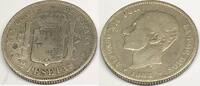 Spanien 2 Pesetas Silber H0673 - Alfonso XII. 1874-1885 Spain -