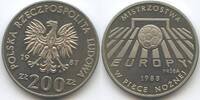 Polen 200 Zlotych Probe 1987 G8760 - Fussball EM 1988 Poland Proba Soccer Europy Trial Strike Polierte Platte