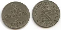 Sachsen-Albertinische Linie ½ Neugroschen (5 Pfennig) 1856 H1322 - Johann 1854-1873 Sehr schön