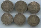 RDR Österreich 10 Kreuzer GX606 - 6 Stück Silber-Knöpfe Lot - Originalmünzen Leopold II. - Franz II. -