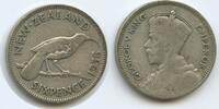 Neuseeland 6 Pence H1407 - RAR Huia bird Vogel George V 1910-1936 New Zealand -