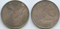 20 Cruzeiros Silber 1972 Brasilien GS1307 - Independence - Unabhängigkeit Brazil Brésil Fast unzirkuiert, Patina
