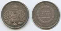 Brasilien 200 Reis 1858 M#5834 - Pedro II. RAR Brazil Brésil Sehr schön - Vorzüglich, Patina