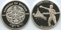 Bhutan 300 Ngultrums Silber M#7417 - Summer Olympics Barcelona 1992 Boxen Jigme Singye Proof -