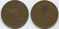Irland One Penny G7797 - Hen with chicks Cláirseach or Gaelic harp - Ireland Irish Free State -