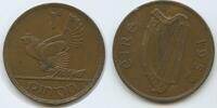 Irland One Penny G7805 - Hen with chicks Cláirseach or Gaelic harp - Ireland Irish Free State -