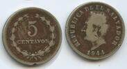 El Salvador 5 Centavos 1944 G2620 - Francisco Morazán Sehr Schön -