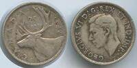 Kanada 25 Cents Silber H0784 - Karibu Renntier George VI. 1936-1952 Canada -