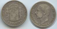 Spanien 2 Pesetas Silber G8861 - Alfonso XII. 1874-1885 Spain -