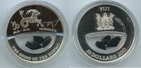 10 Dollars Silber mit Onix 2013 Fidschi-inseln Fiji GN1628 - Steinbock Capricornus Sternbild Sternzeichen - mit Onyxsteinen Polierte Platte in Or...