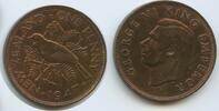Neuseeland One Penny (1 Penny) G11789 - Georg VI. 1936-1952 Vogel Tūī Tui Honigfresser New Zealand -
