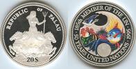 Palau 20 Dollars Silber 5 Unzen M#420 - United Nations 50th Anniversary - Marine Life Multicolor -