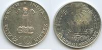 Indien 10 Rupees Silber M#3292 - Scarce Lotus Food For All India -
