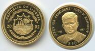 50 Dollars Gold 2002 Liberia M#5457 - John F. Kennedy 1961-1963 - US Presidents series Polierte Platte