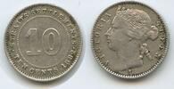 10 Cents Silber 1882 H Straits Settlements G6053 - Victoria 1837-1901 Singapur Malaysia Sehr Schön +