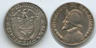 1/10 Balboa Silber 1934 Panama G2600c - SEHR RAR Vacso Nunez de Baloba Sehr schön, Patina
