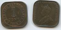 Straits Settlements Malaysia Singapur 1 Cent (One Cent) G6059 - King George V. British India Government -