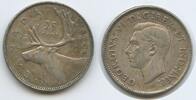 Kanada 25 Cents Silber H0765 - Karibu Renntier Georg VI. Canada -