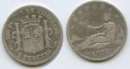 Spanien Provisorische Regierung 2 Pesetas Silber H0828 - RAR Provisional Government España Spain -