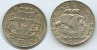 Portugal 2½ Escudos Silber H0152 - RARES JAHR Republica Portuguesa Segelschiff -