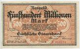 Deutsches Reich Weimar Sachsen 500 Million Mark (500.000.000) Banknote GB707 - Sächsische Bank Dresden Germany Paper Money -