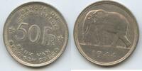 50 Francs Silber 1944 Belgisch Kongo H1025 - Elephant Léopold III.  Belgian Congo RAR Fast Vorzüglich, leichte Kratzer