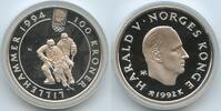 100 Kroner Silber 1992 Norwegen GB1398 - Olympiade 1994 Lillehammer - Hockey Norway Polierte Platte