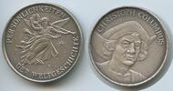 Persönlichkeiten der Weltgeschichte Bronzemedaille versilbert G16350 - Christoph Columbus - Christoph Kolumbus italienischer Seefahrer -