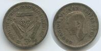 Südafrika 3 Pence Silber H1449 - George VI. 1936-1952 South Africa Suid-Afrika -