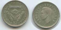 Südafrika 3 Pence Silber H1457 - George VI. 1936-1952 South Africa Suid-Afrika -