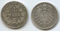 Deutsches Reich Kaiserreich 1 Mark Silber 1886 J Hamburg S0422 - Wilhelm I. 1871-1888 Germany Empire Sehr schön, Patina