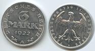 Deutsches Reich Weimar 3 Mark G10123 - Verfassungstag 11. August 1922 Germany Weimar Republic -