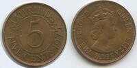 Mauritius 5 Cents (Five Cents) G12843 - Queen Elisabeth II. 1952-2022 -