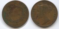 Strait Settlements One Cent G7593 - Queen Victoria East India Company -