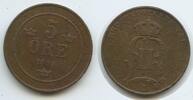 Schweden 5 Öre (5 Øre) G2062 - Oscar II.1872-1907 Svergie Sweden -