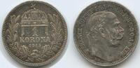 Ungarn Kaiserreich 1 Korona (Krone) Silber G5754 - Kaiser Franz Joseph I. 1848-1916 Hungary -