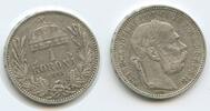 Ungarn Kaiserreich 1 Korona (Krone) Silber G5766 - Kaiser Franz Joseph I. 1848-1916 Hungary -
