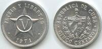 Kuba 5 Centavos (Cinco Centavos) M#5278 - Republic of Cuba - Patria y Libertad -