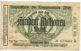 Deutsches Reich Weimar Bayern 100 Millionen Mark Notgeld GB690 - Kreisgemeinde Pfalz Notgeldschein -