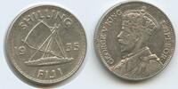 Fidschi-inseln One Shilling Silber (1 Shilling) M#5898 - Boot Kanu Outrigger King Georg V. 1910-1936 Fiji -