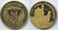 Deutschland Bundesrepublik Bayern Bronzemedaille vergoldet GY898 - Glückstaler Elefant Schloss Neuschwanstein Schwangau -