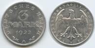 Deutsches Reich Weimar 3 Mark G10224 - Verfassungstag 11. August 1922 Germany Weimar Republic -