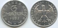 Deutsches Reich Weimar 3 Mark G10225 - Verfassungstag 11. August 1922 Germany Weimar Republic -