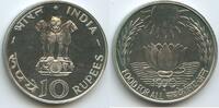 Indien 10 Rupees Silber 1970 GS154 - Lotus Food for all FAO India Polierte Platte, leicht angelaufen