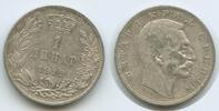 Serbien Königreich 1 Dinar Silber H0225 - Peter I. 1903-1918 King of Serbia -