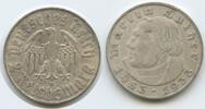 Deutsches Reich 2 Reichsmark Silber 1933 D München S0486 - 450.Geburtstag von Martin Luther 1483-1933 Sehr Schön - Vorzüglich