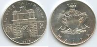 2 Pounds (2 Liri) Silber 1973 Malta M#8095 - Ta l-Imdina Gate Unzirkuiert, leichte Patina