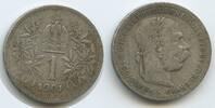 Österreich Kaiserreich 1 Corona (Krone) Silber G5726 - Kaiser Franz Joseph I. 1848-1916 Austria -