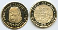 Deutschland Rheinfeld Gedenkmedaille Silber vergoldet M921 - Freimaurer 250 Geb. Matthias Claudius - Der Wandsbecker Bothe -